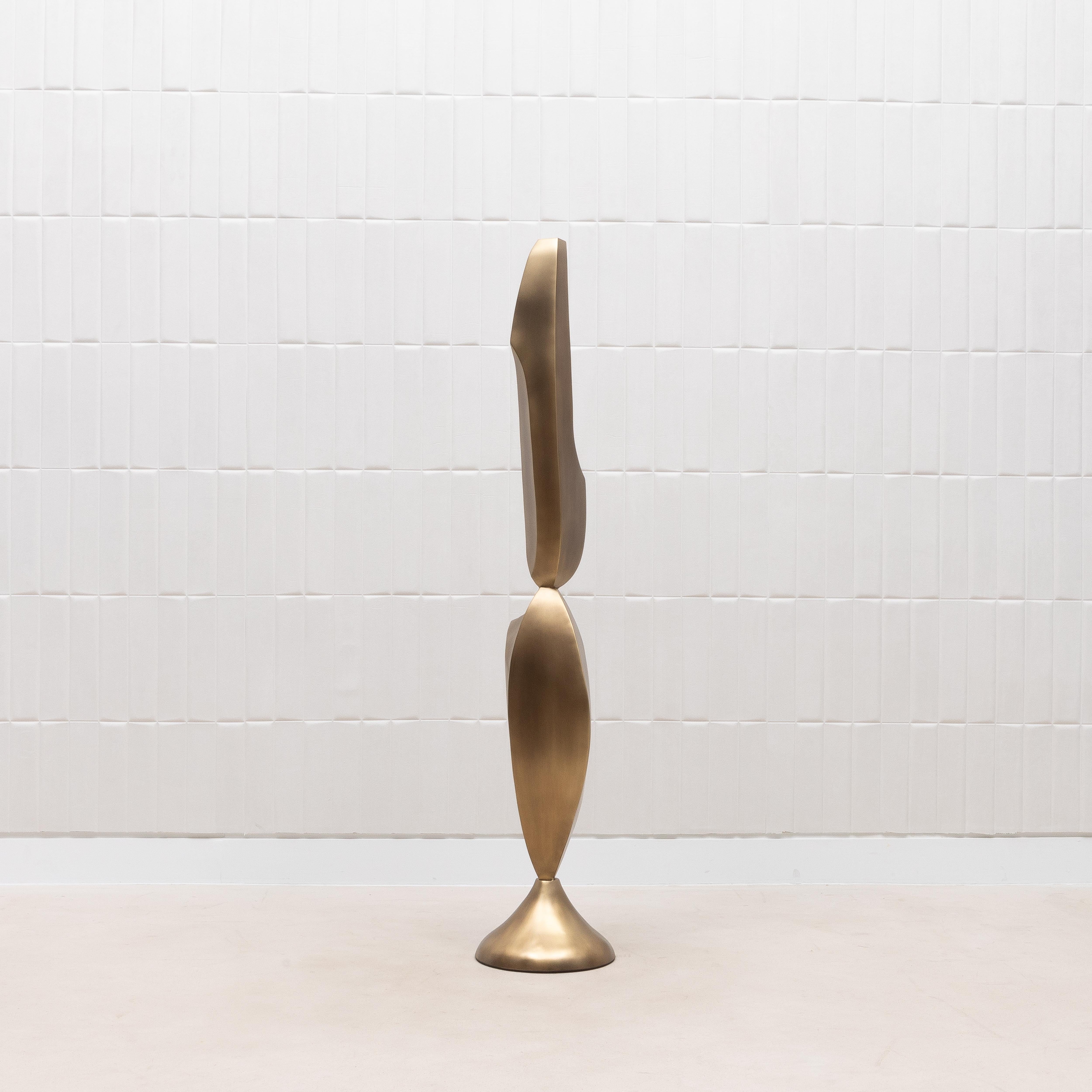 Art Déco Scultura astratta moderna XL in bronzo patinato ottone di Patrick Coard Paris in vendita
