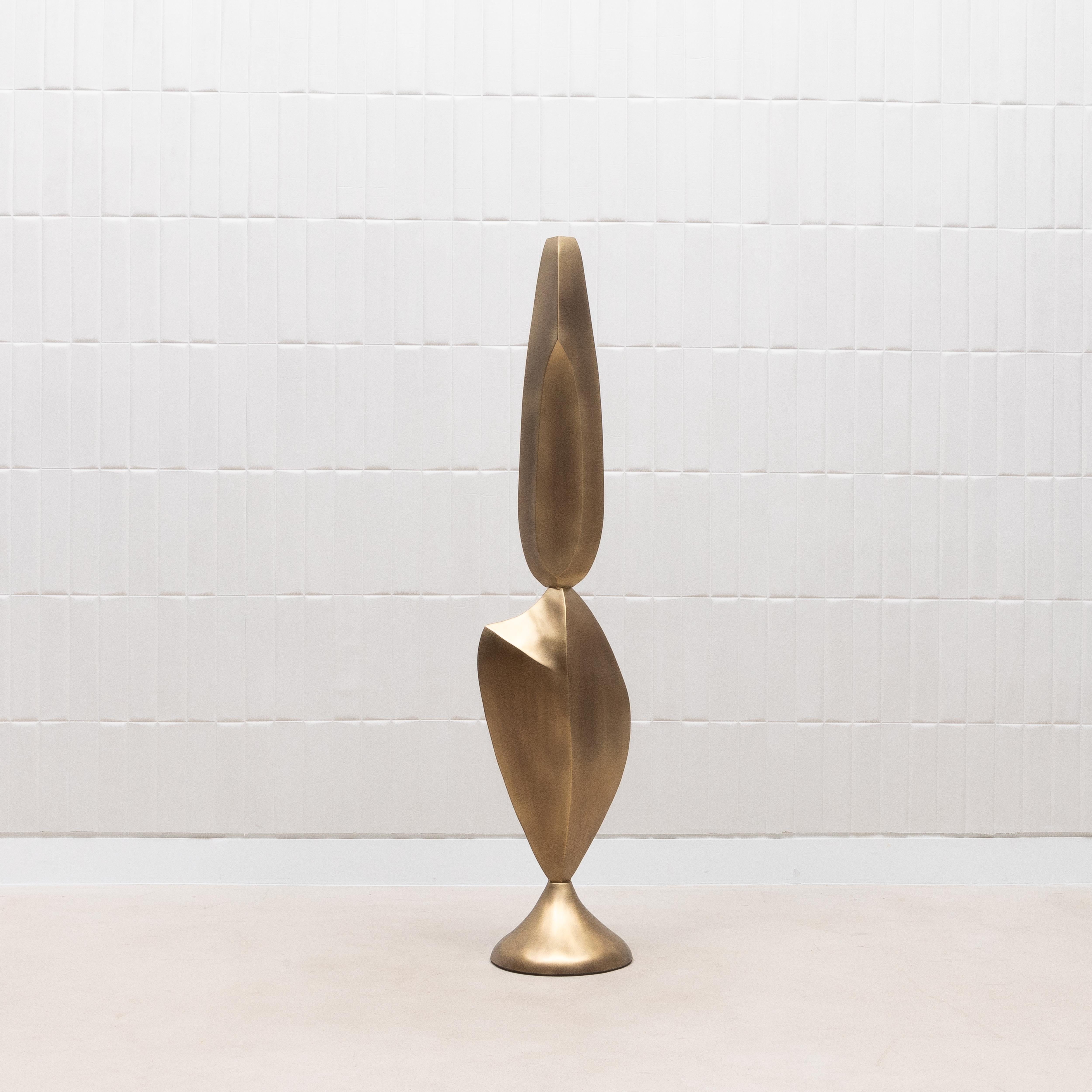 XXI secolo e contemporaneo Scultura astratta moderna XL in bronzo patinato ottone di Patrick Coard Paris in vendita