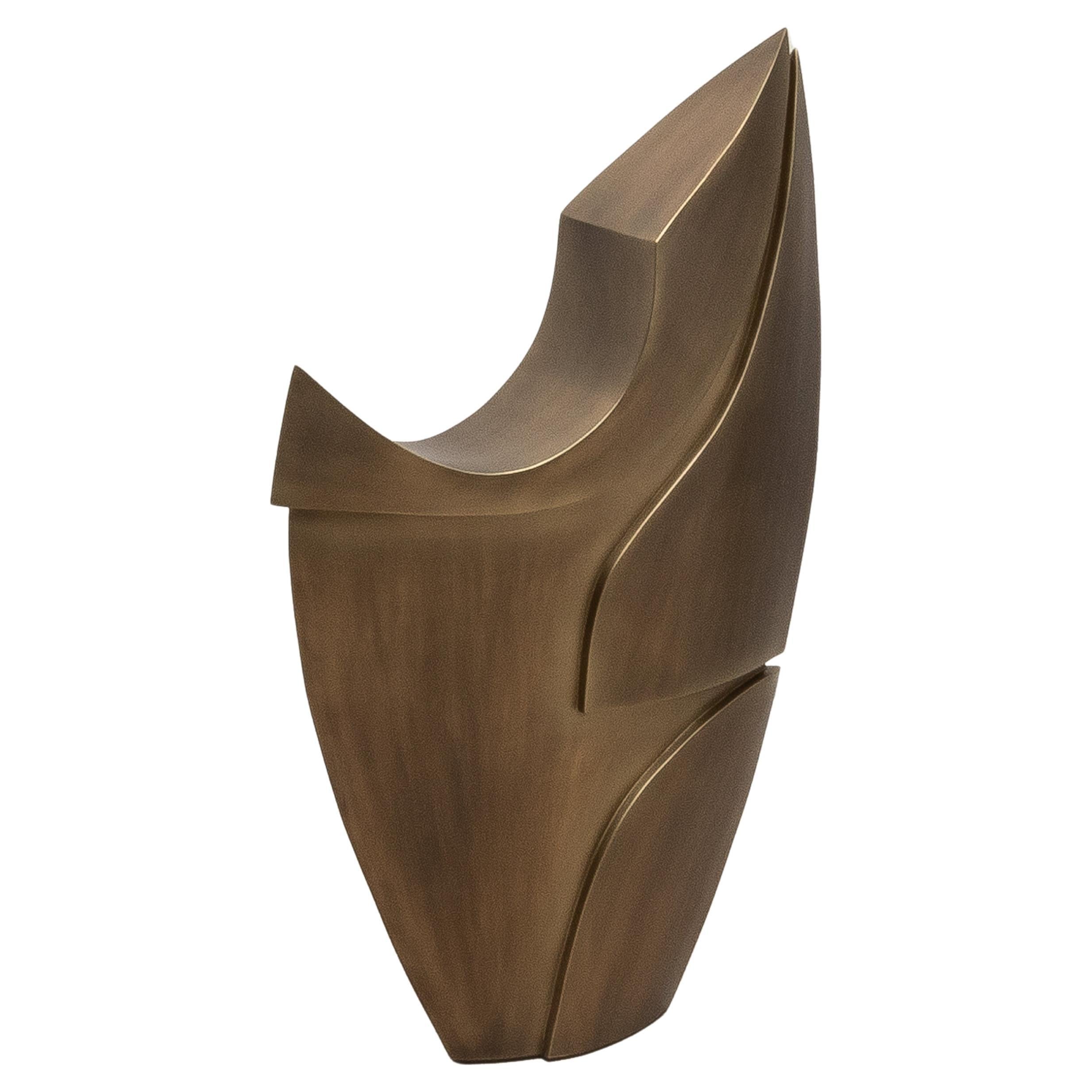 Modern Abstract XL Sculpture in Bronze Patina Brass by Patrick Coard ...