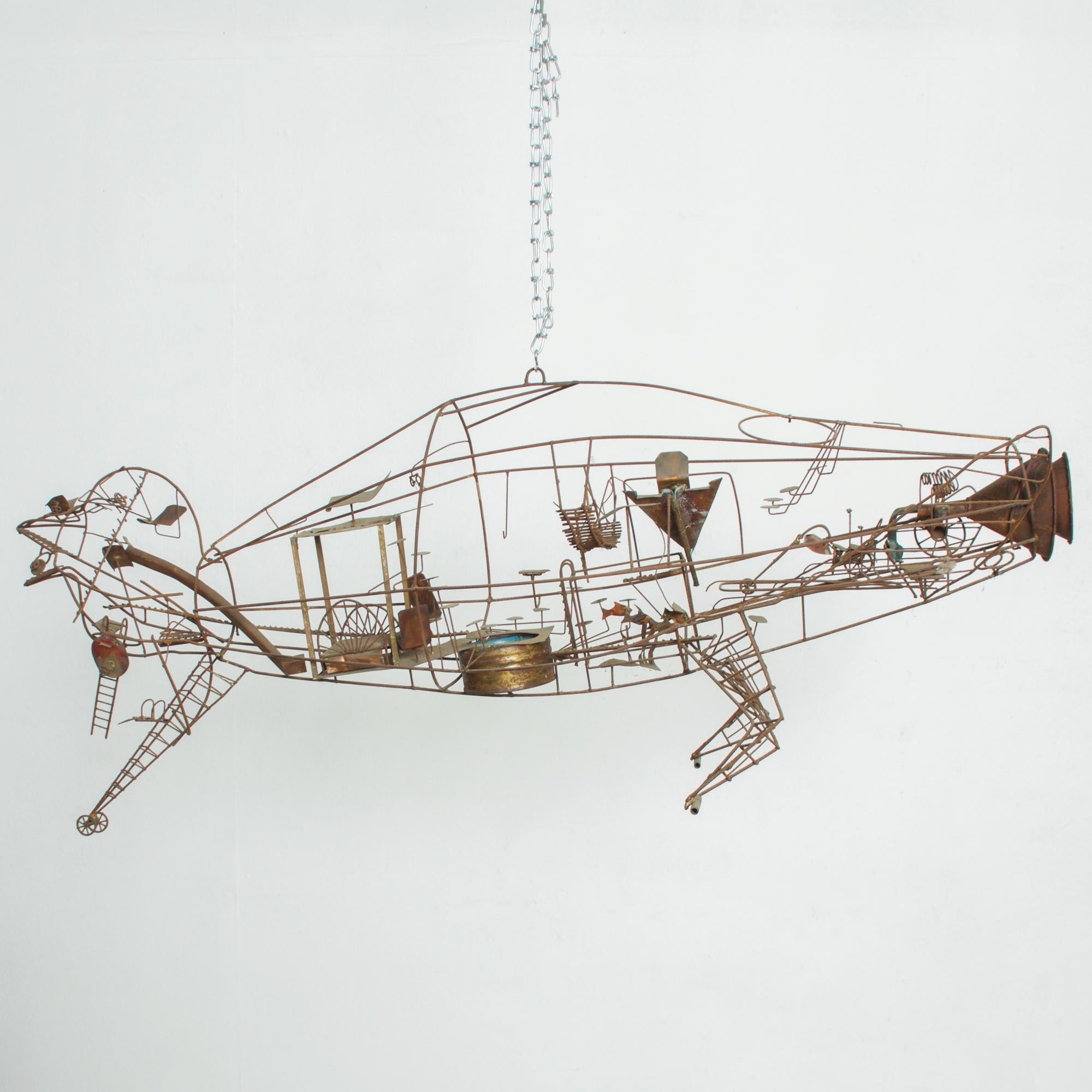 Mid-Century Modern   Wire Aviation Abstract Metal Art Kinetic Sculpture Style Curtis Jere 1960s