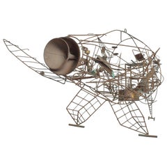 Wire Aviation Abstract Metal Art Kinetic Sculpture Style Curtis Jere 1960s