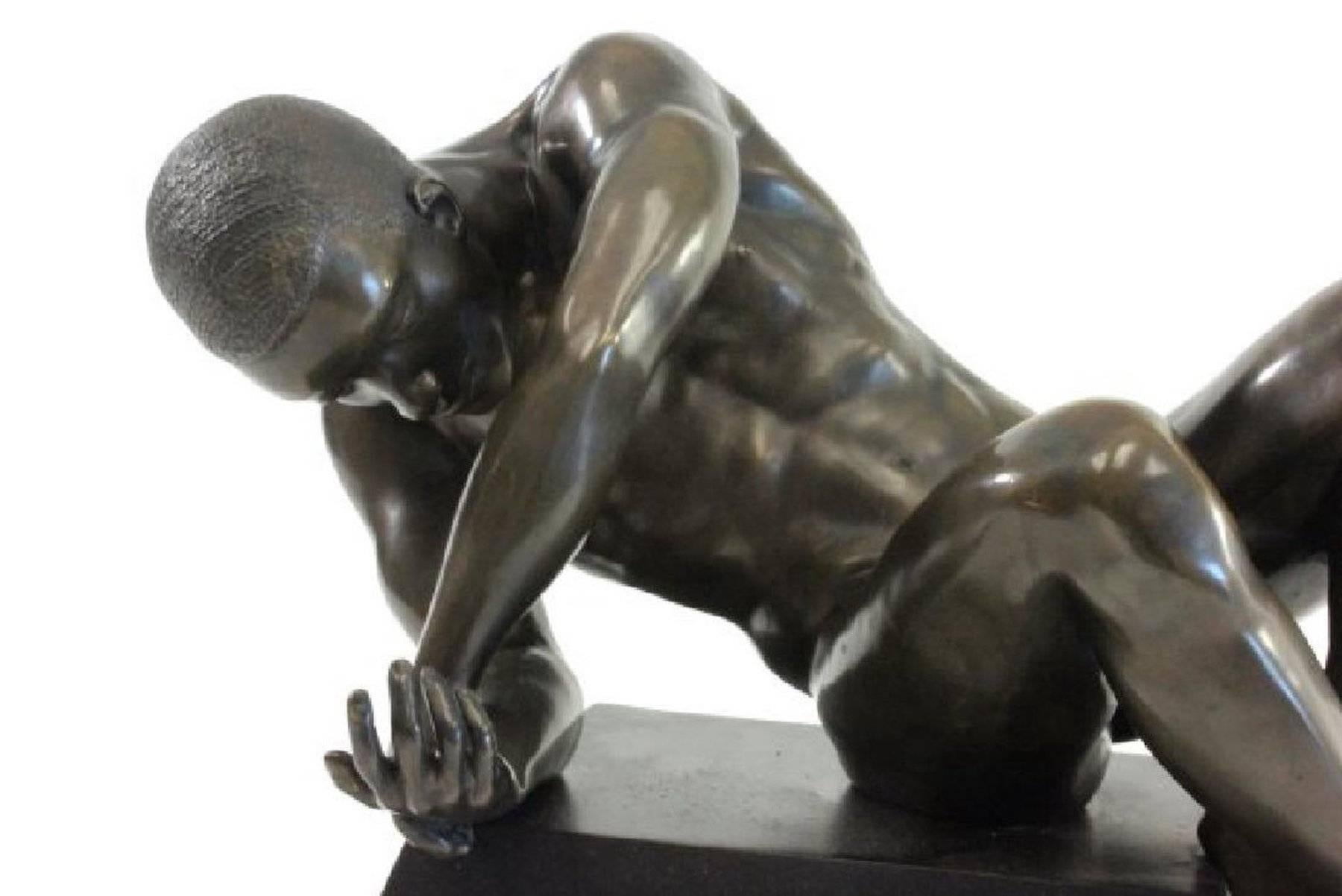 Modern academic bronze male nude
Signed in script 