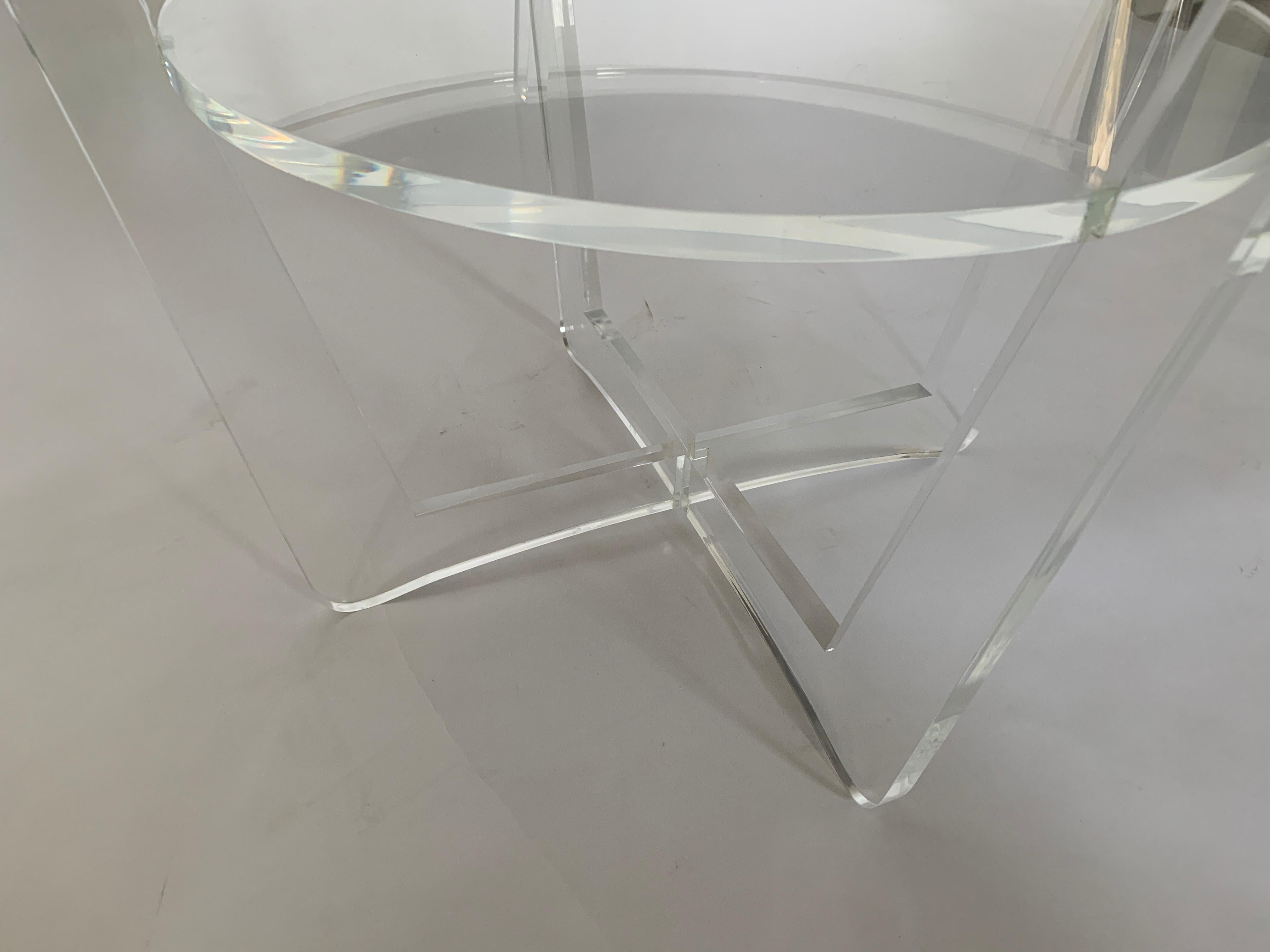 American Modern Acrylic and Zebra Wood Side Table In Stock For Sale