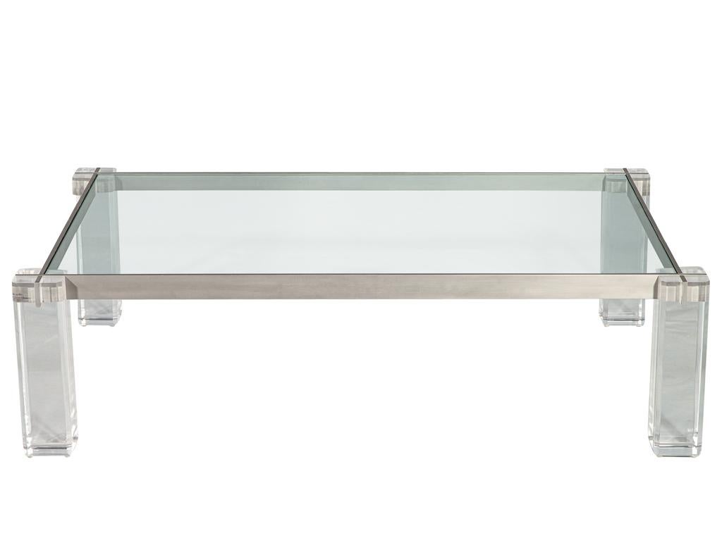 Mid-Century Modern Modern Acrylic Cocktail Table with Metal Frame For Sale