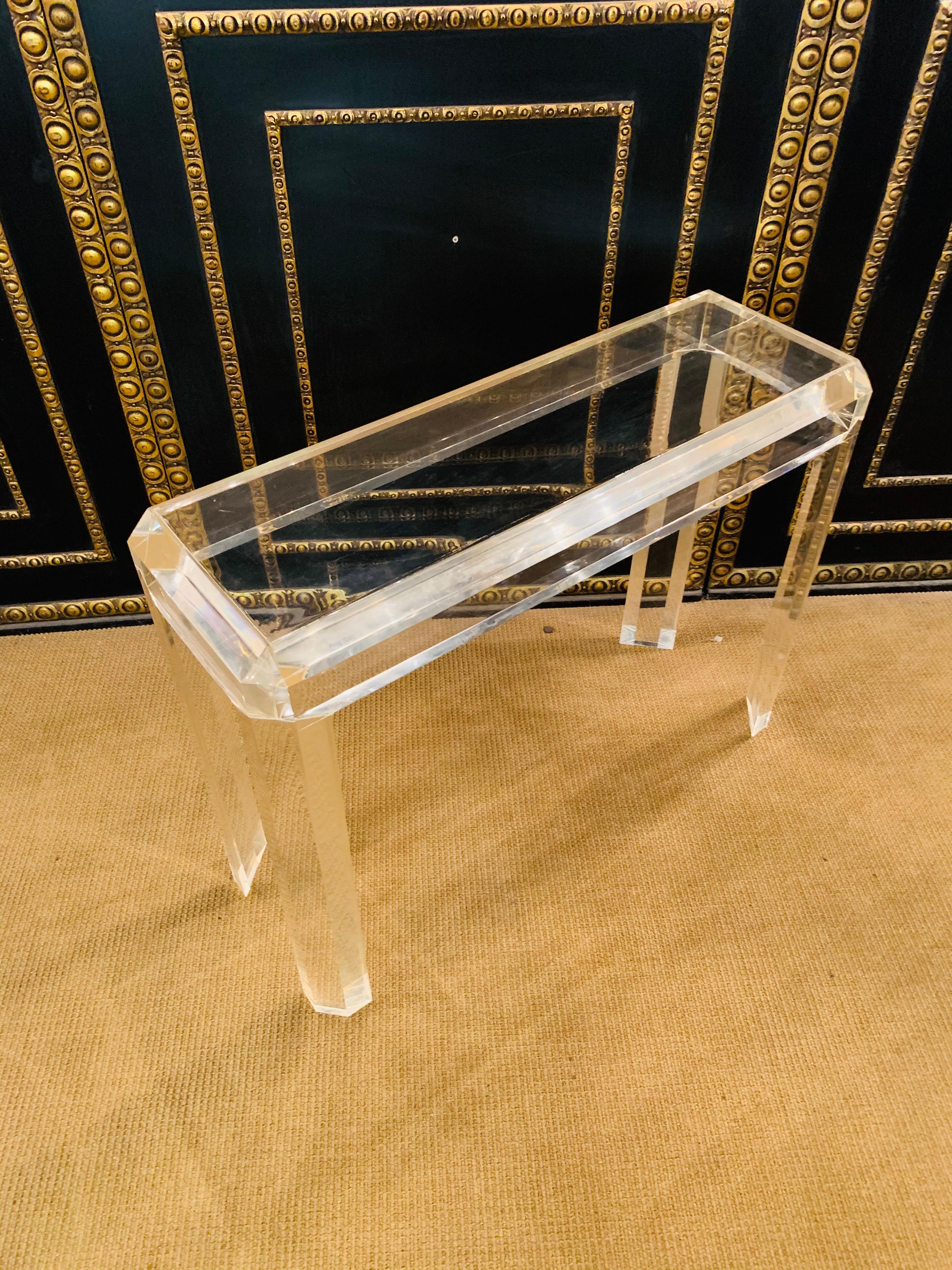 Modern Acrylic Console with 4 High Legs New York Style For Sale 4