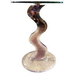 Modern Acrylic Lucite Round Side Table, 21st Century