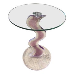 Modern Acrylic Lucite Round Side Table, 21st Century