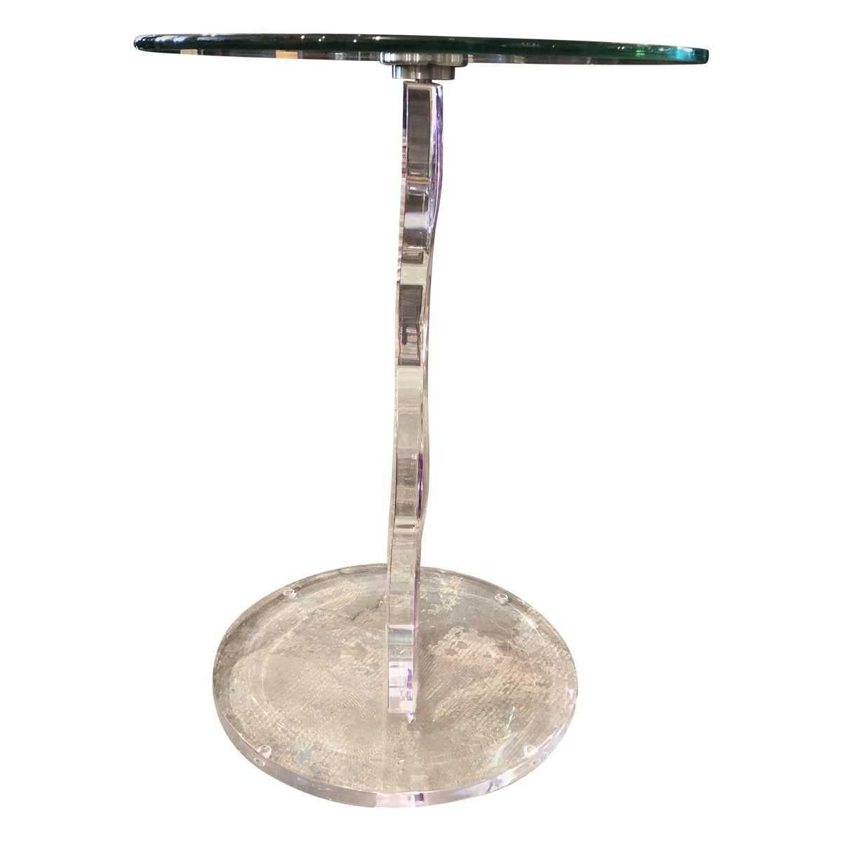 American Modern Acrylic Lucite Round Side Table, 21st Century For Sale