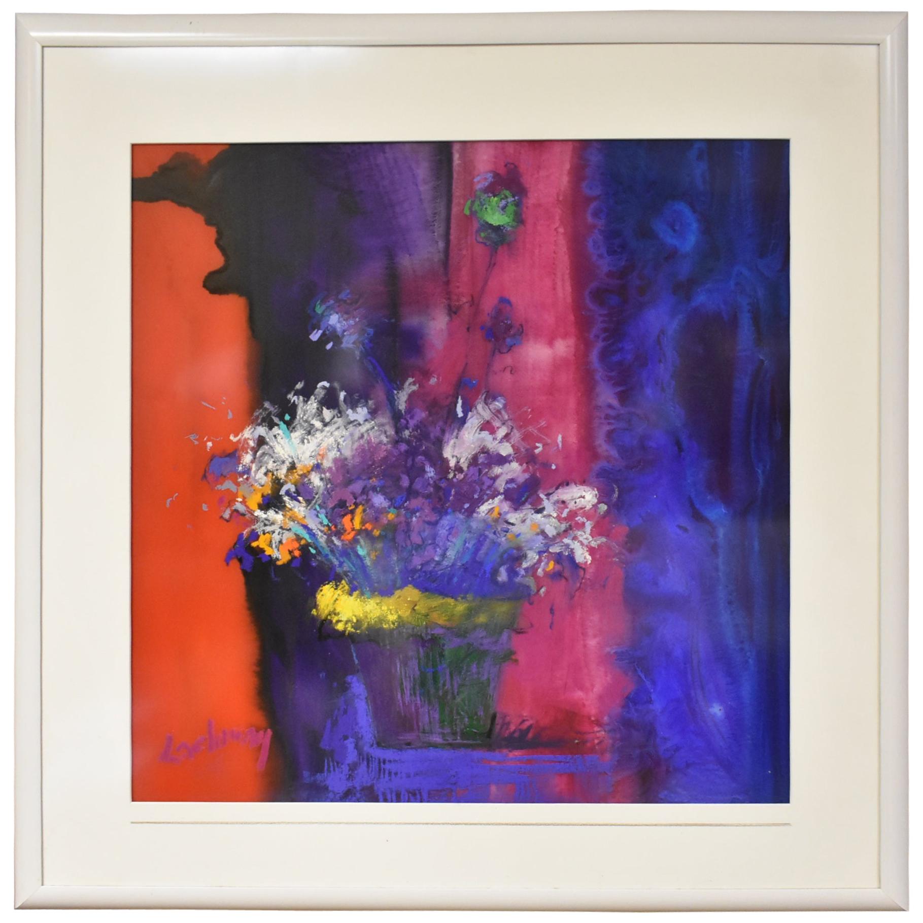 Modern Acrylic Painting Impressionistic Floral Still Life by Al Lachman