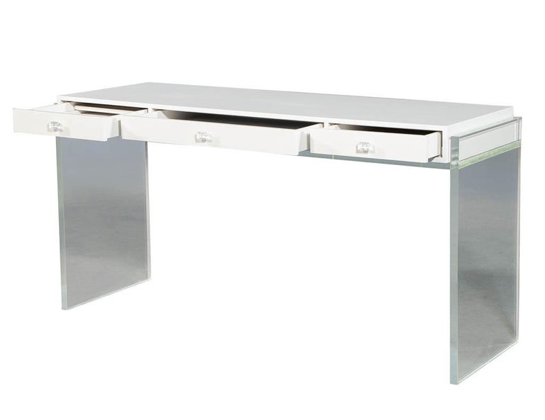 Modern Acrylic Polished White Writing Desk