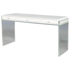 Modern Acrylic Polished White Writing Desk