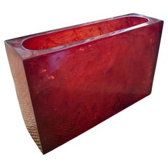 Vase rectangulaire moderne en acrylique du Studio Nova, années 1980
