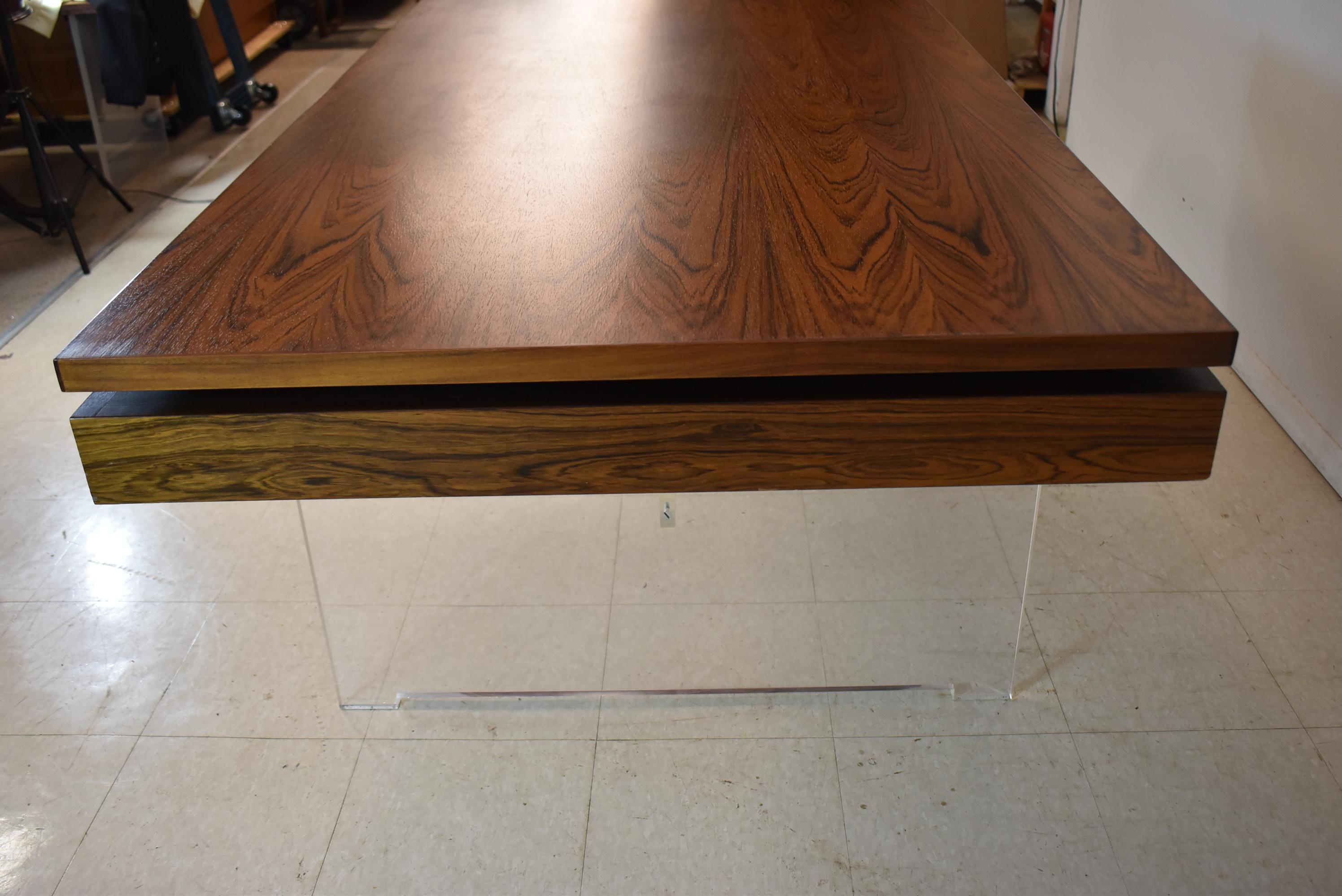Modern Acrylic & Rosewood Desk Poul Norreklit In Good Condition For Sale In Toledo, OH