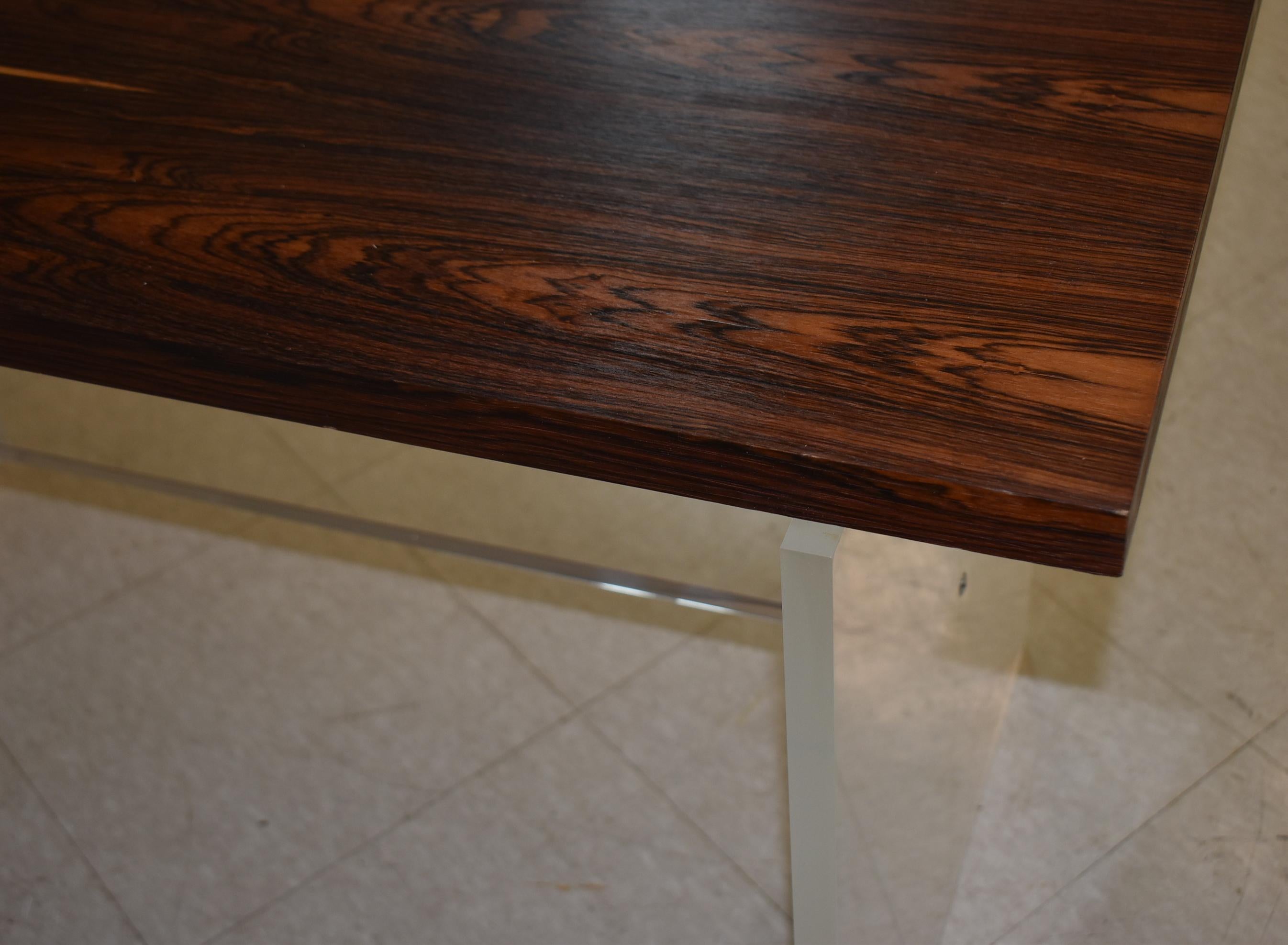 20th Century Modern Acrylic & Rosewood Side Table / Stand For Sale
