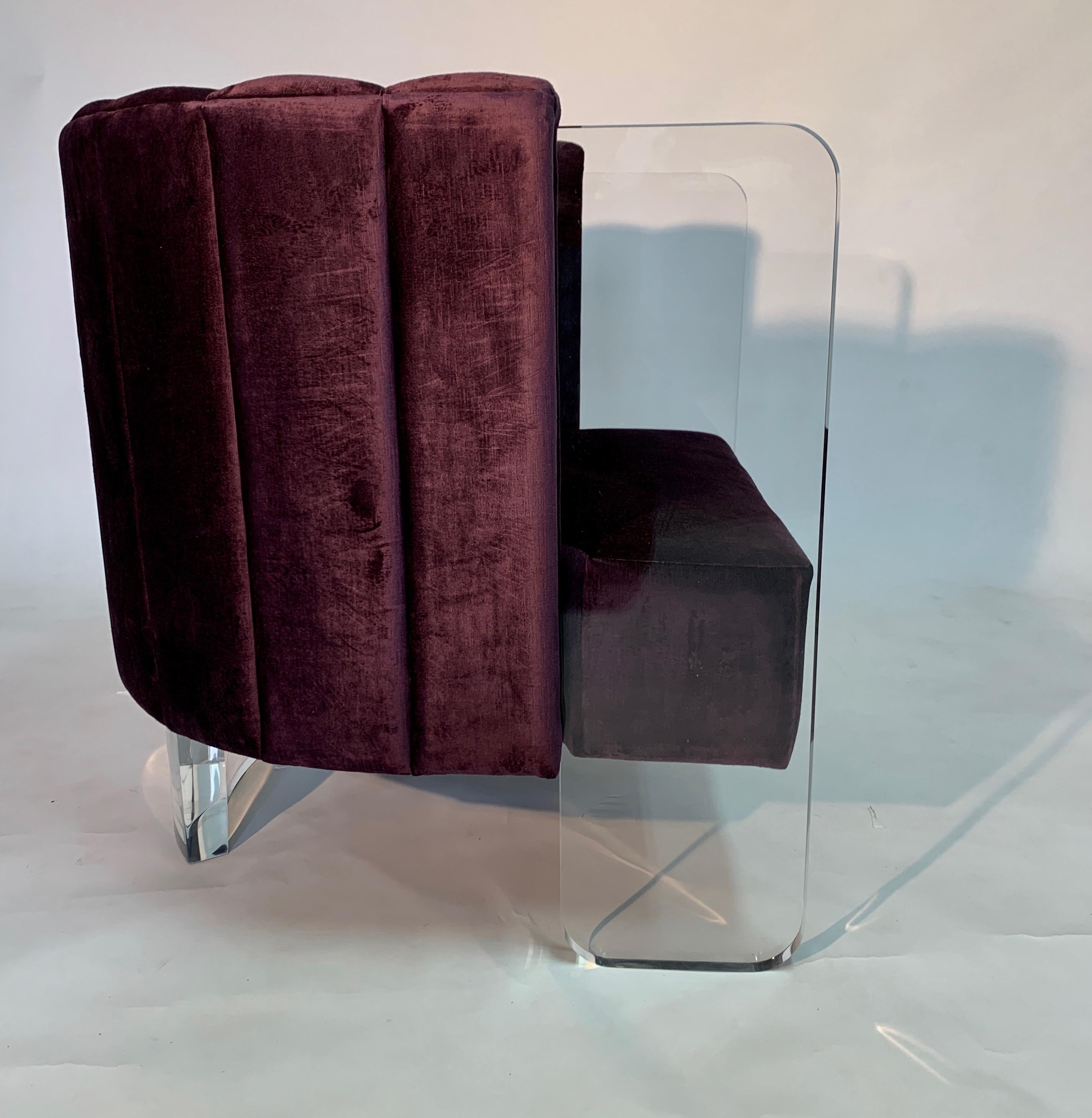Modern Acrylic and Upholstered Lounge Chair by Jonathan Franc, in Stock In New Condition In Las Vegas, NV