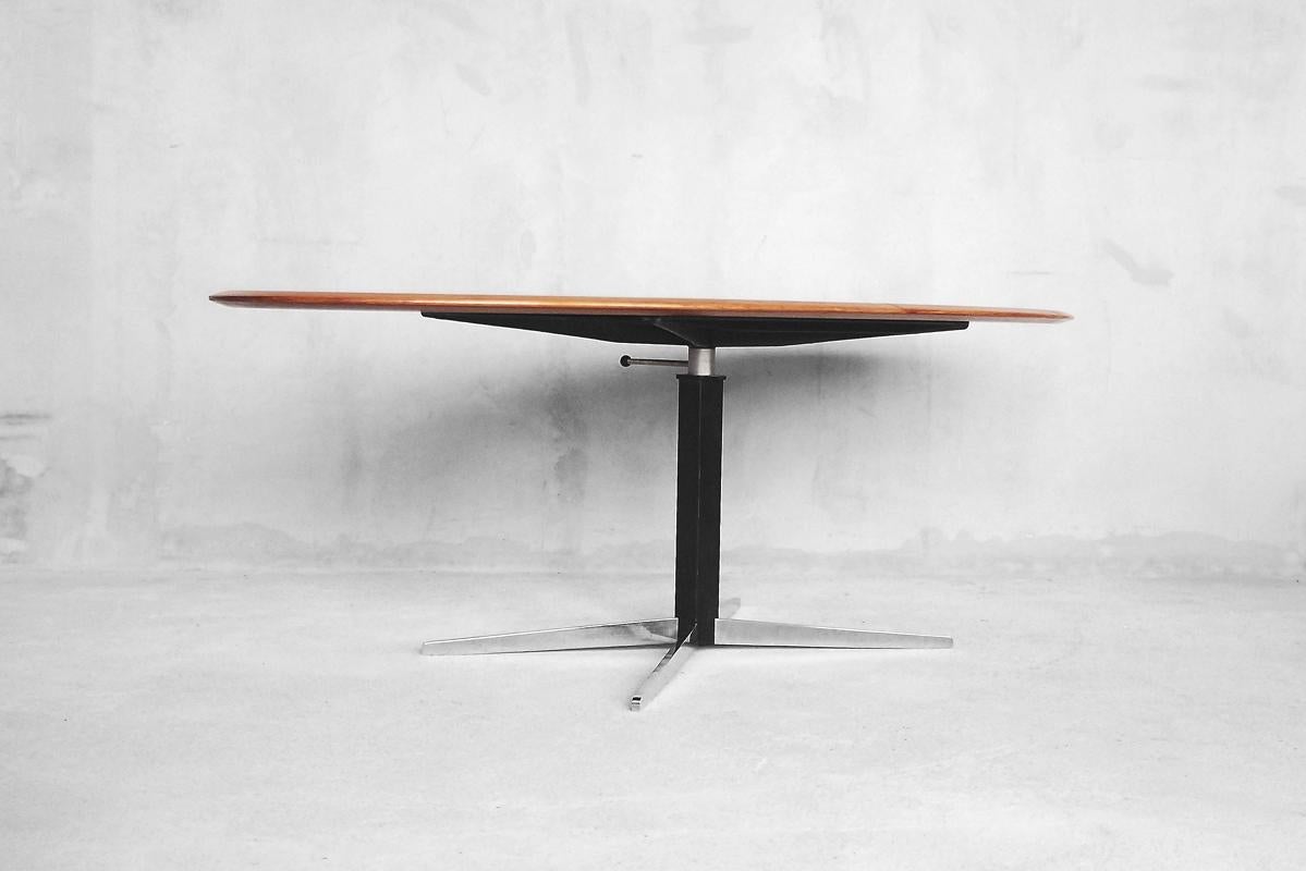 Chrome Modern Adjustable Oval Table by J.M. Thomas for Wilhelm Renz, 1960s