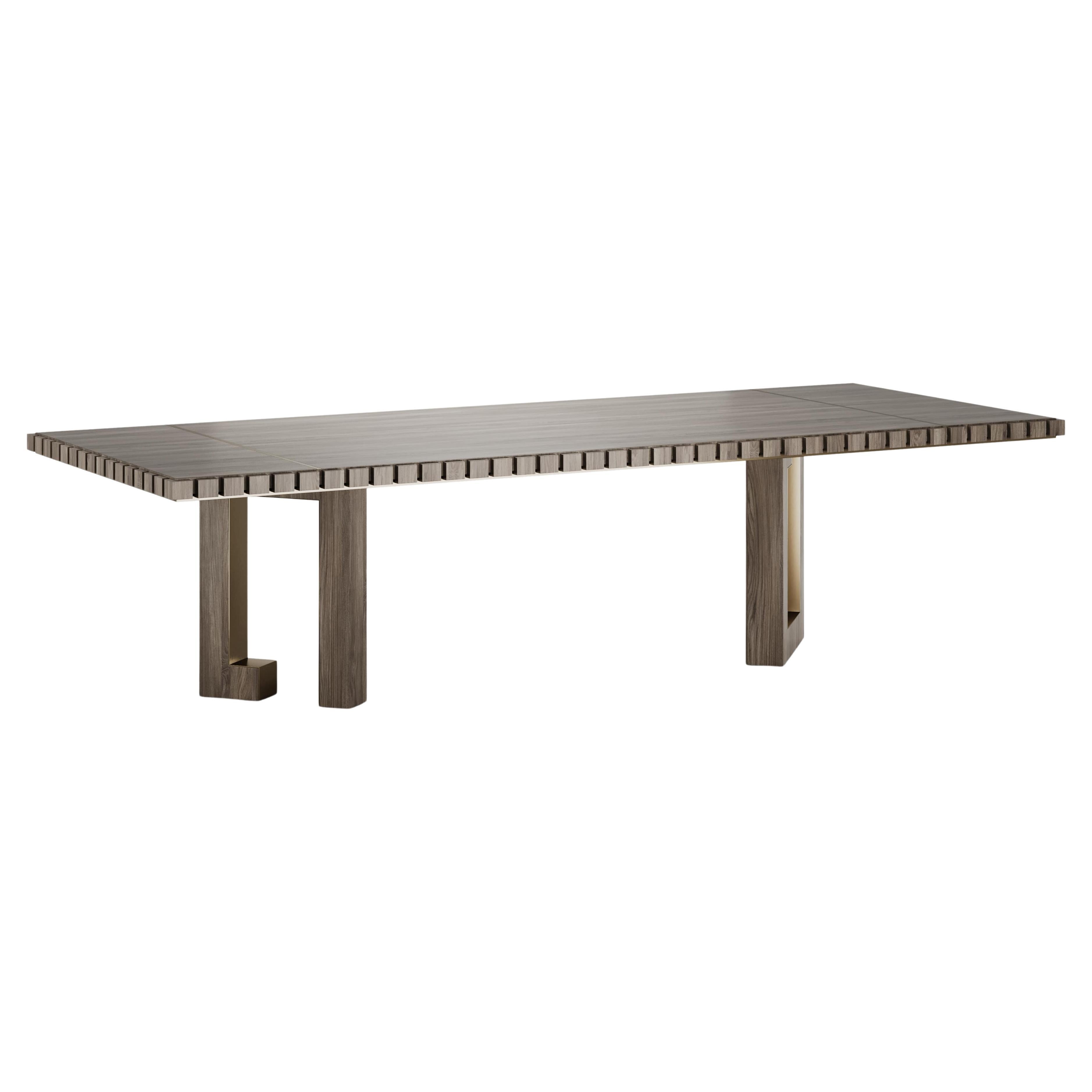 Modern Aesthetic Mejhal Dining Table With Square-Patterned Table Top Edge For Sale