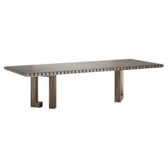 Modern Aesthetic Mejhal Dining Table With Square-Patterned Table Top Edge