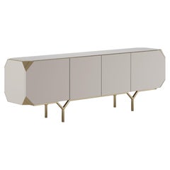 Modern Aesthetic Mejhal Sideboard With Marble Top And Metallic Legs