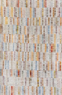 Tapis moderne afghan noué à la main, une composition picturale de couleurs et de textures