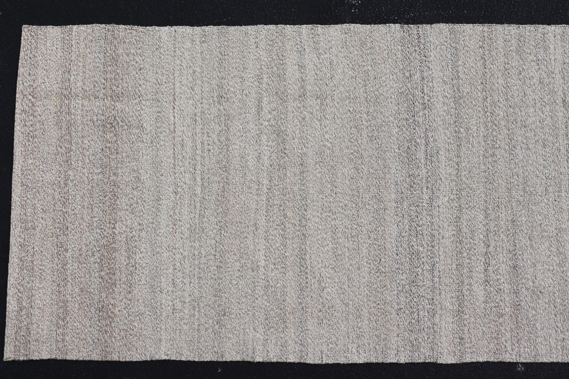 Modern Afghan Kilim in Variegated Shades of Cream and Light Grey For Sale 6
