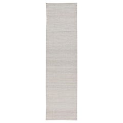 Kilim afgano moderno con sfumature variegate di crema e grigio chiaro