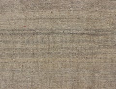 Modern Afghan Kilim Rug in Neutral Beige with Subtle Golden Border 5'3 x 6'7