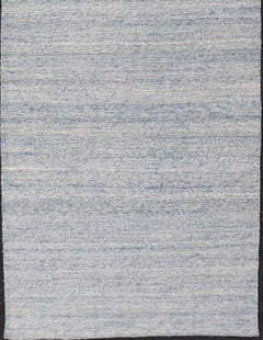 Modern Afghan Kilim Runner in Variegated Shades of Cream and Blue