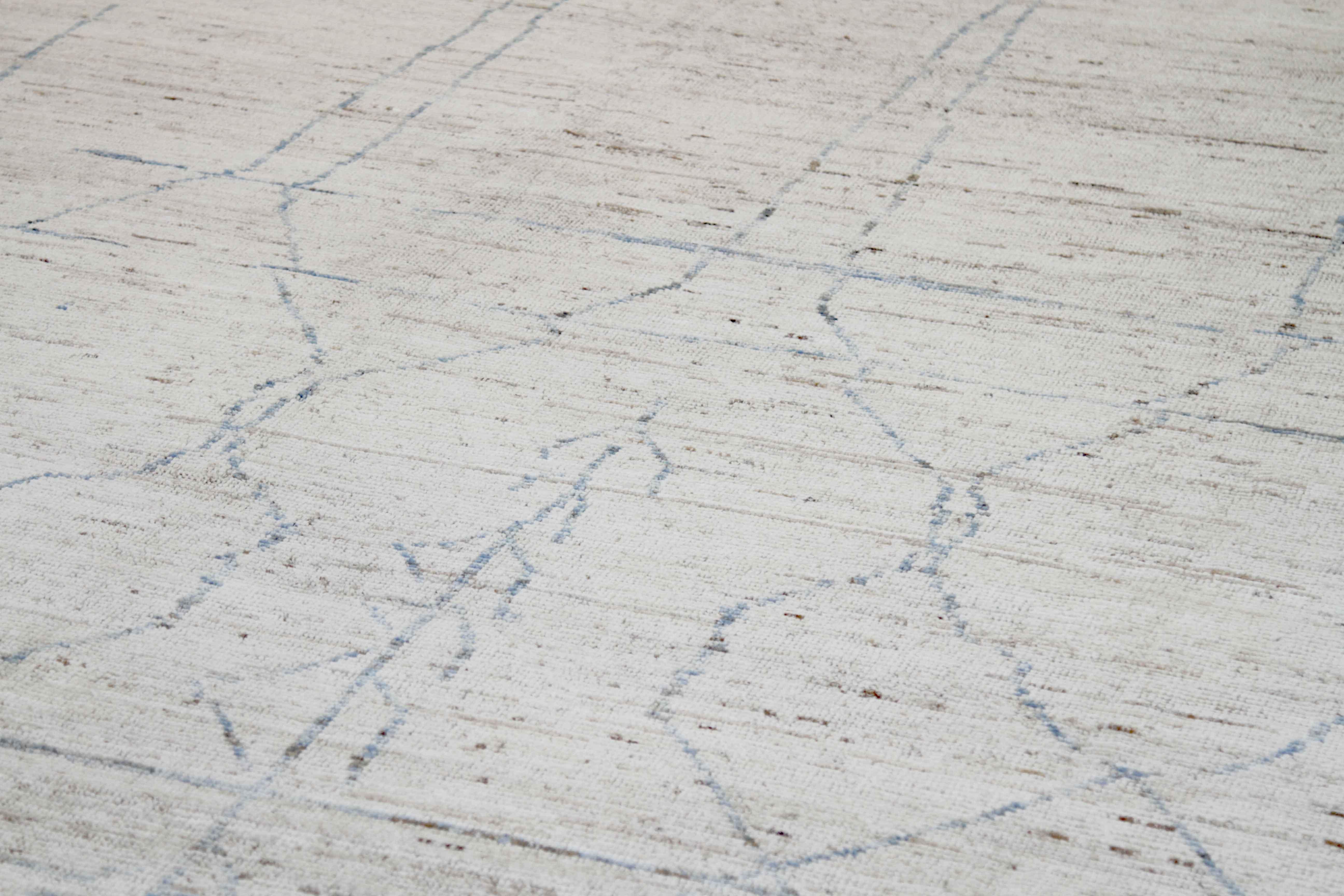 Alfombra afgana moderna de estilo marroquí con líneas 