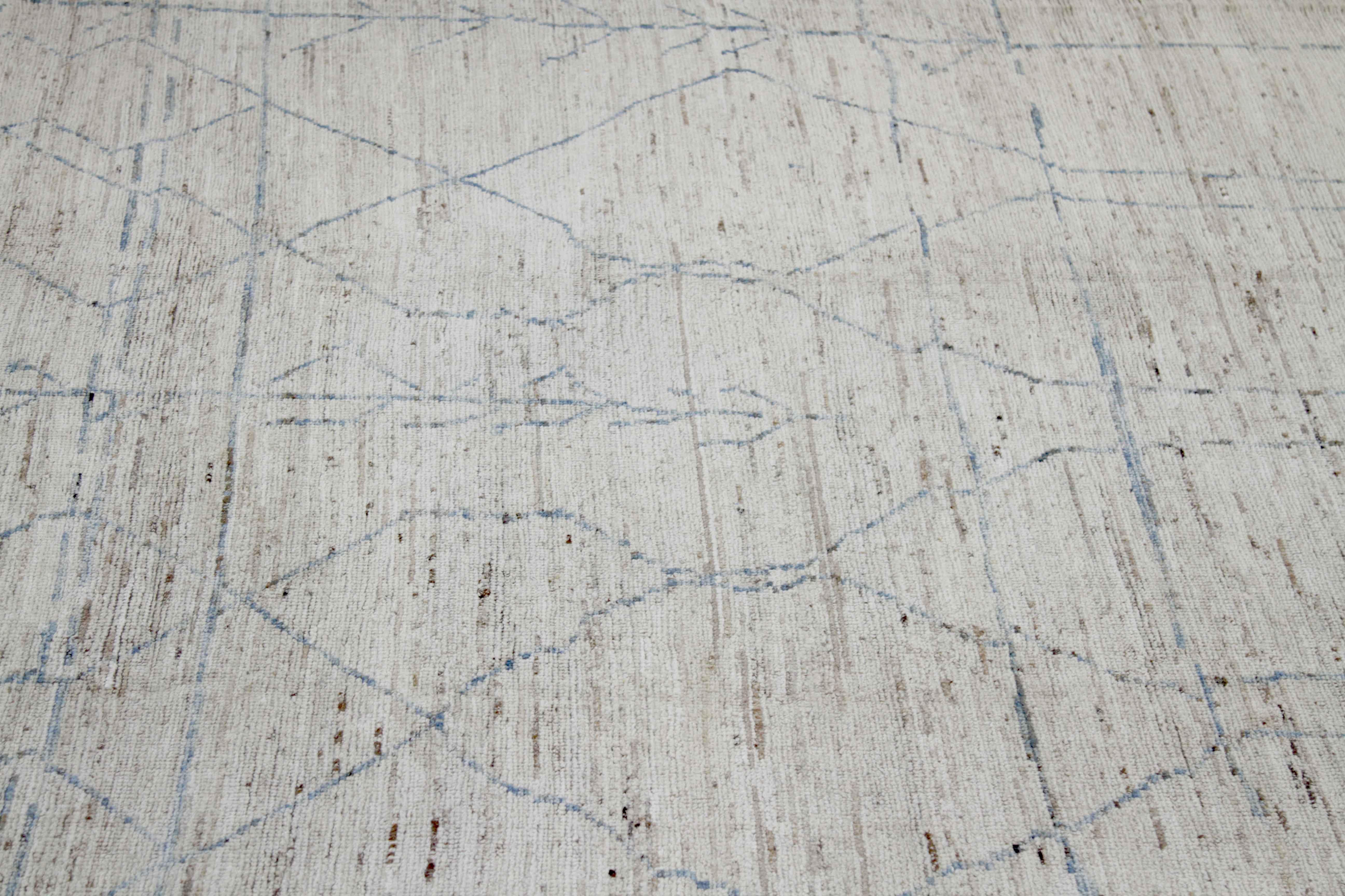 Alfombra afgana moderna de estilo marroquí con líneas 