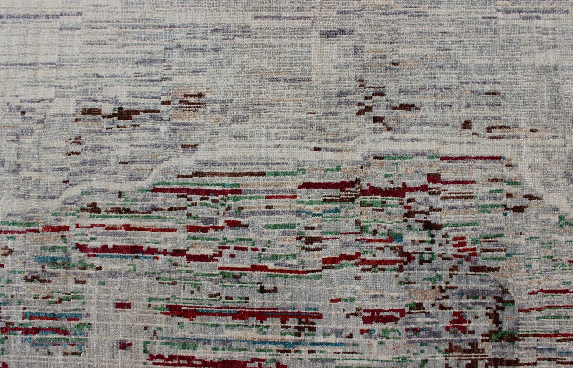 Tapis afghan moderne avec motif abstrait Excellent état - En vente à Atlanta, GA