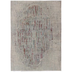 Modern Afghan Rug with Abstract Pattern