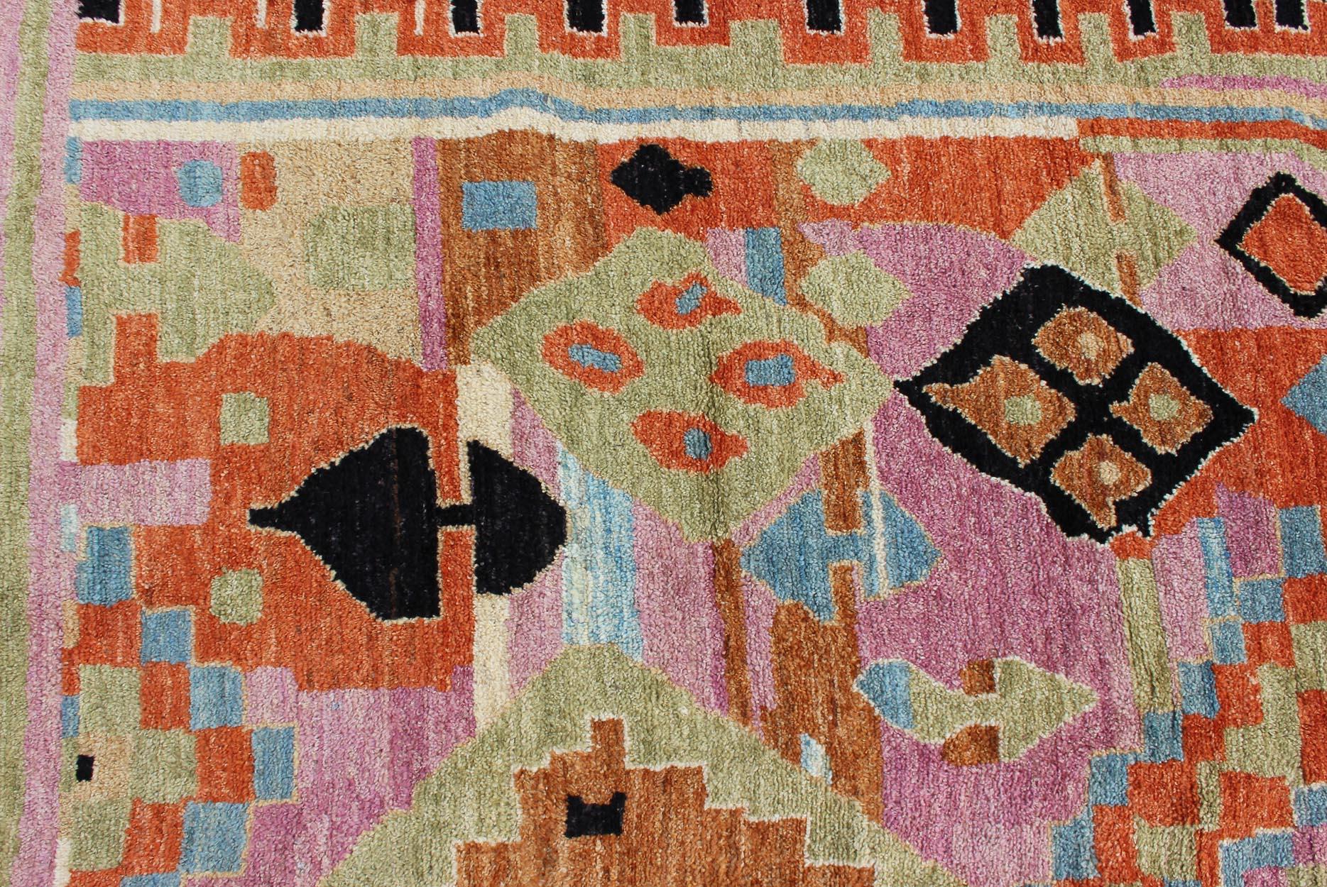 Modern Design Colorful Rug with Tribal and Geometric Motifs in Multi Colors In New Condition In Atlanta, GA