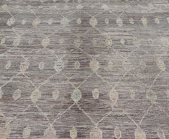 Modern Afghan Tribal Rug in Wool with Sub-Geometric Design in Multicolor