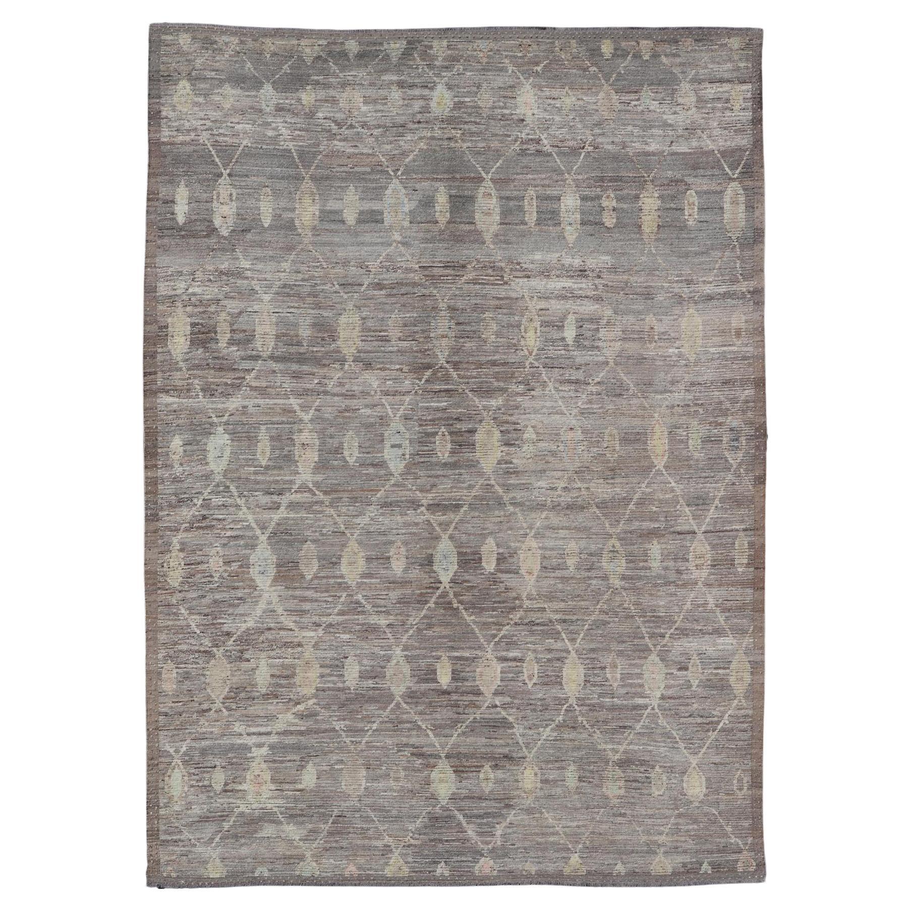 Moderner afghanischer Stammeskunst-Teppich aus Wolle mit subgeometrischem Design und mehrfarbigem Muster