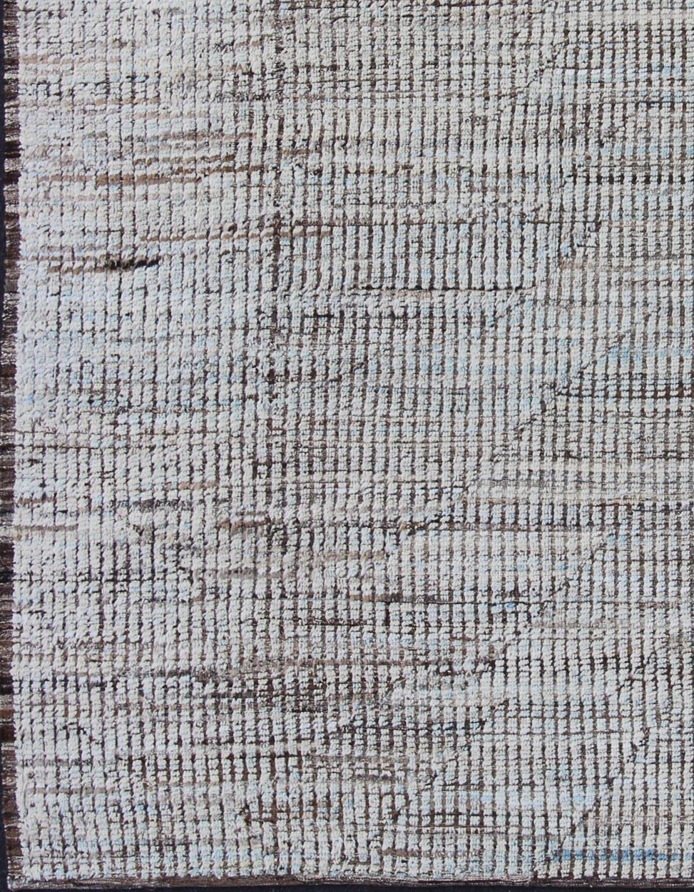 Hand-Knotted Modern Afghanistan Rug in Neutral Tones with Subdued Design For Sale