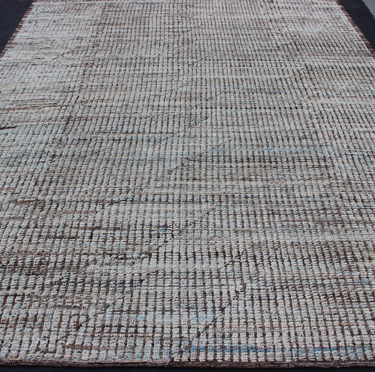 Modern Afghanistan Rug in Neutral Tones with Subdued Design For Sale 1