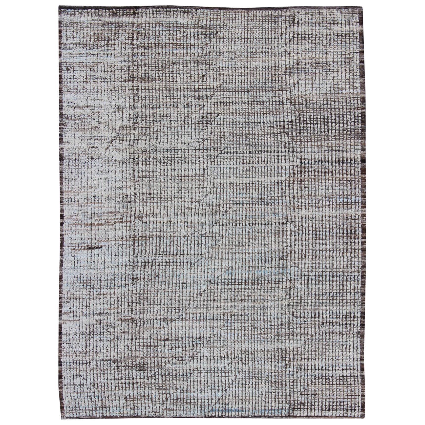Modern Afghanistan Rug in Neutral Tones with Subdued Design For Sale