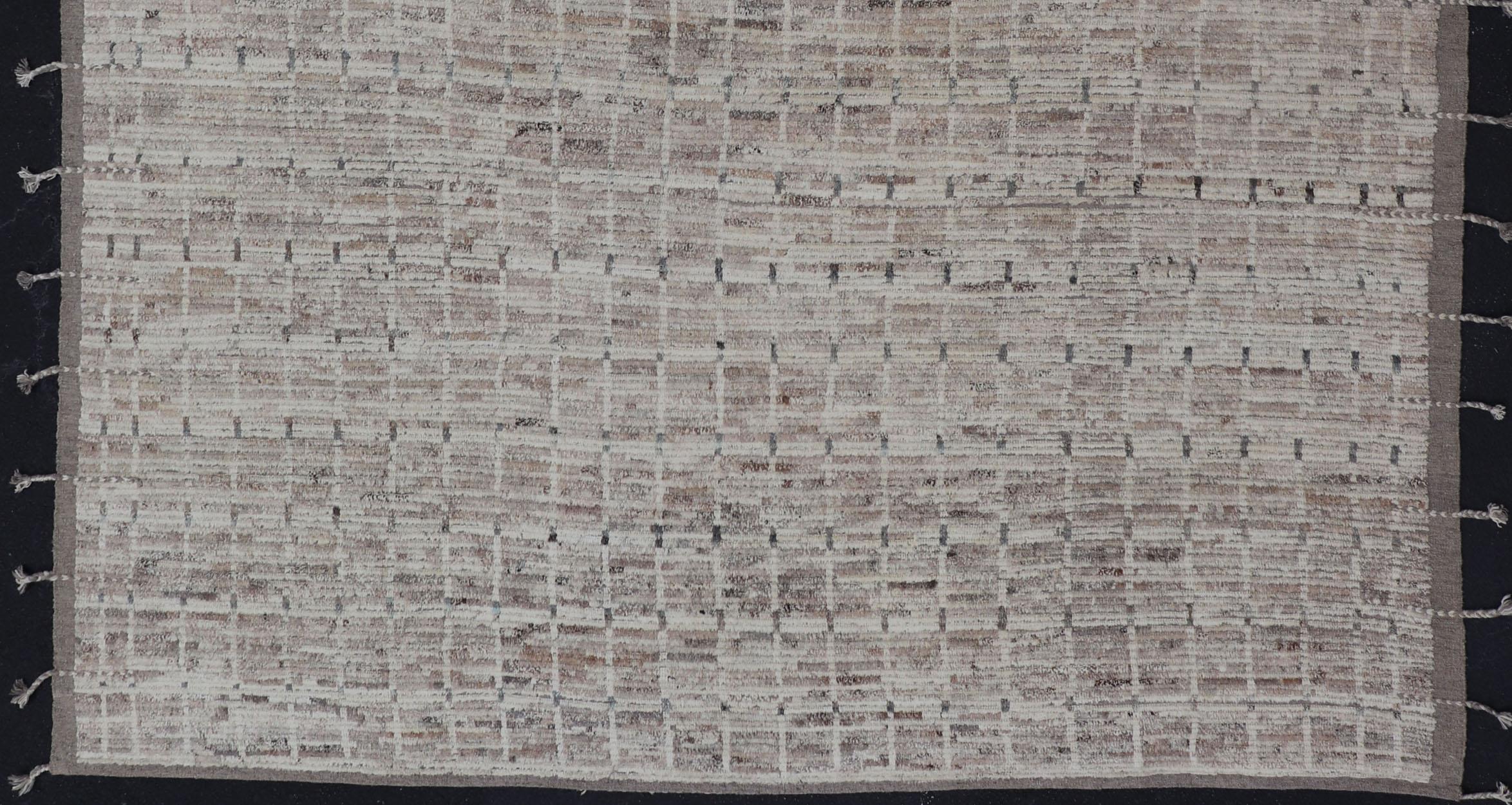Modern Afghanistan Rug with All-Over Design in Muted Tones of Cream, Gray, Taupe In Excellent Condition For Sale In Atlanta, GA
