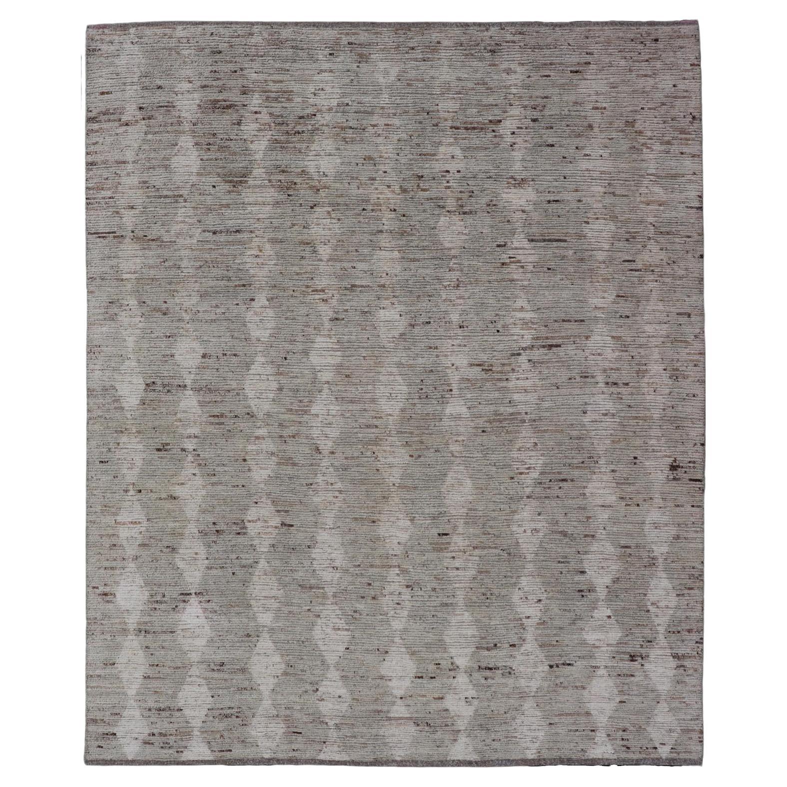 Modern Afghanistan Rug with All-Over Pattern in Muted Light Green Tones