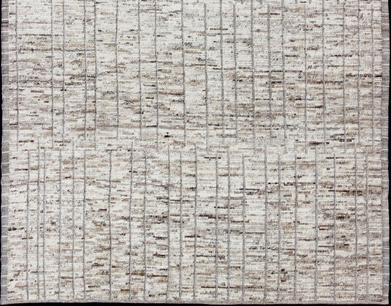 Modern Afghanistan Rug with AllOver Pattern in Muted Tones For Sale at