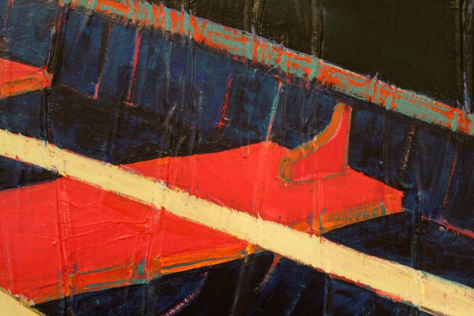 20th Century Modern African American Folk Art Acrylic Large Painting on Canvas