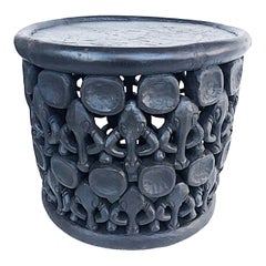 Modern African Bamileke Table/Stool with Elephants