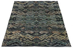 Tappeto Tulu d'ispirazione africana moderna - Zig Zag geometrico in lana annodato a mano