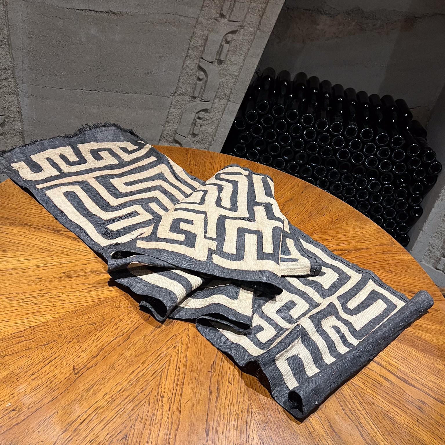 Mid-Century Modern Modern African Woven Textile Art Kuba Cloth Set of Three For Sale
