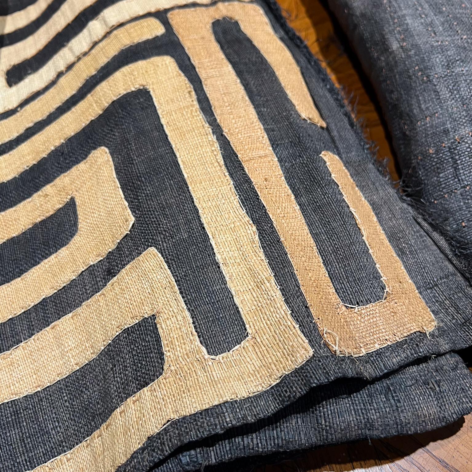 Modern African Woven Textile Art Kuba Cloth Set of Three For Sale 1