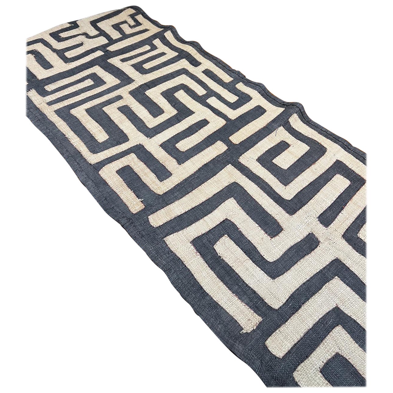 Modern African Woven Textile Art Kuba Cloth Set of Three