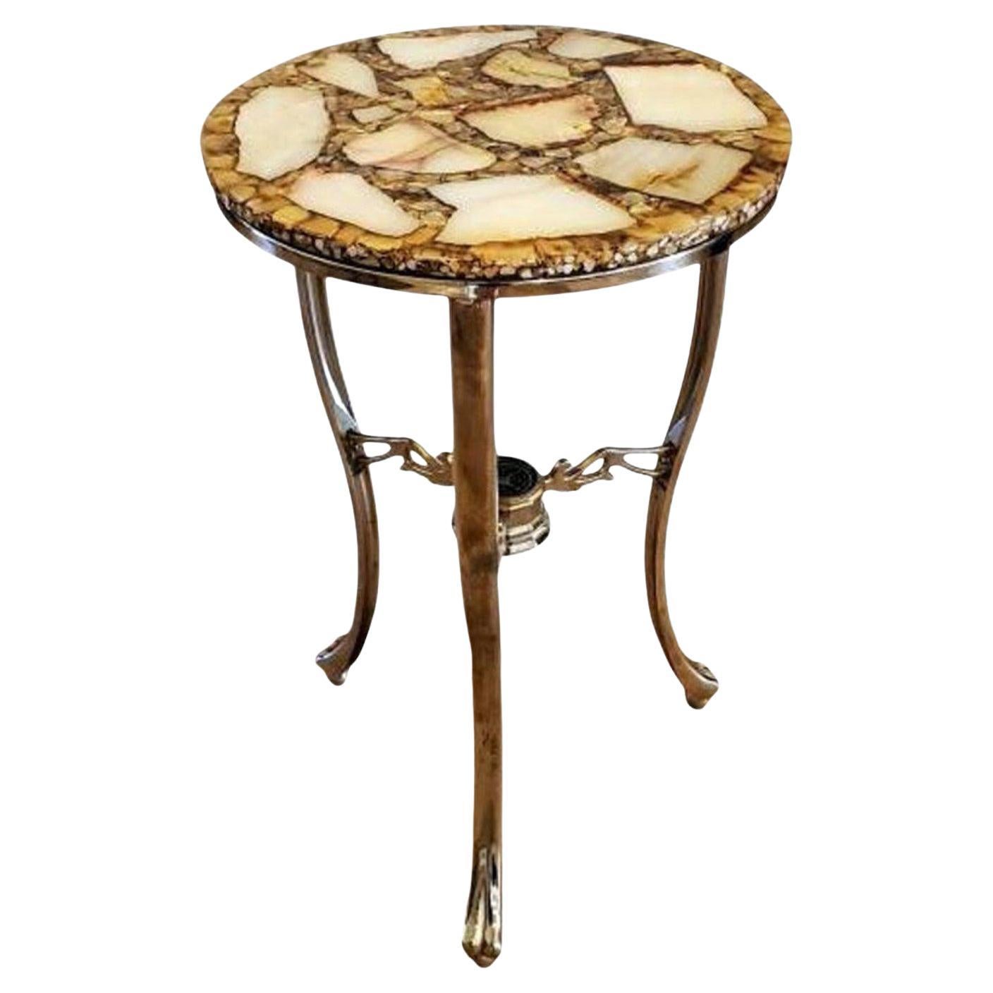 Modern Arturo Pani Style Agate Abalone Marble Compass Side Table For Sale