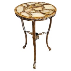 Modern Arturo Pani Style Agate Abalone Marble Compass Side Table