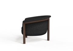Modern Agnes Armchair in Walnut, Black Wool Fabric